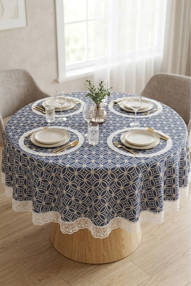 Round Guipure Tablecloth Luxurious and Elegant Design Waterproof Stain Resistant Easy to Wipe Quality Tablecloth Table Cloth