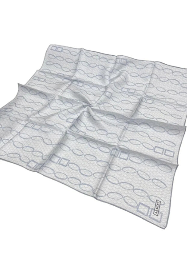 Baby Blue Patterned Tivil Silk Scarf 8925-54