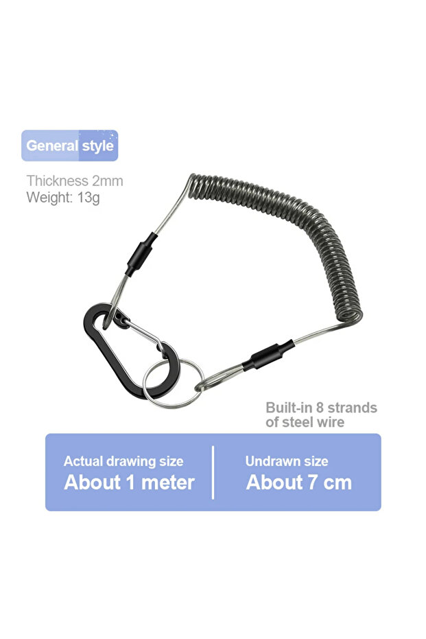 Standard 1m Durable Anti-Lost Lanyard 1/1.2/1.5/2.0m Telescopic Elastic Retention Rope Safety Spring