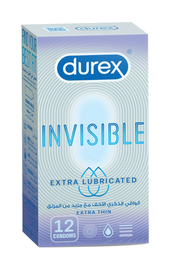 ديوريكس واقي ذكري إنفزبل 12 حبه الاخف مع مزيد من المزلق