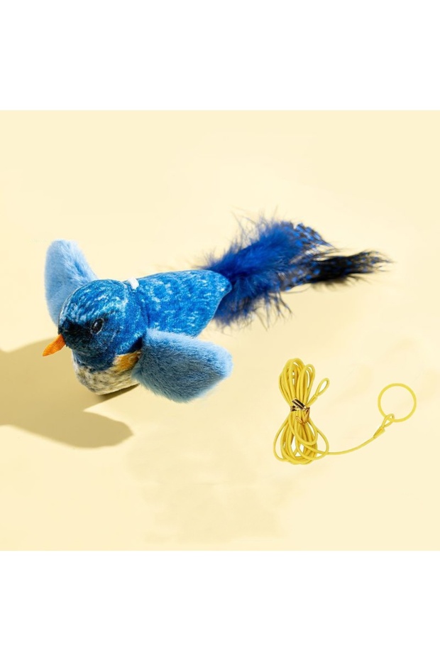 Blue Simulation Bird Interactive Cat Toys Electric Sounding Birds Cat Chew Bite Plush Toys Cat Suppl