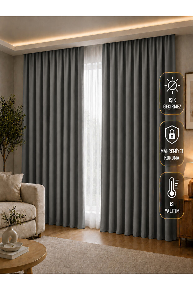 Custom Made Gray Light-Proof Blackout Thermal Insulated Sunshade Background Curtain (Width X Length)