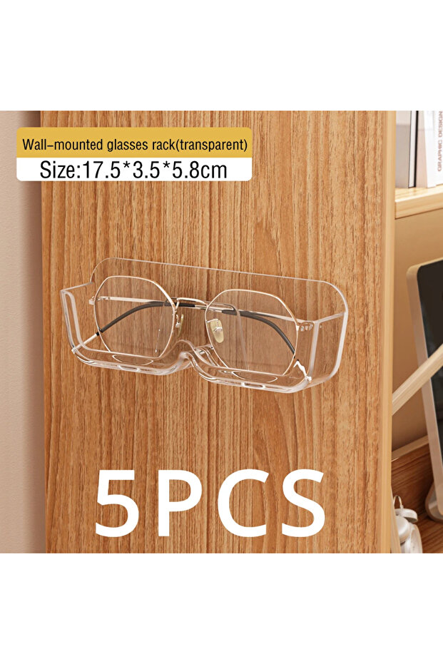 Transparent-5PCS Glasses Display Cabinet Sunglasses Storage Box Wall Mounted Perforated Free Sunglas
