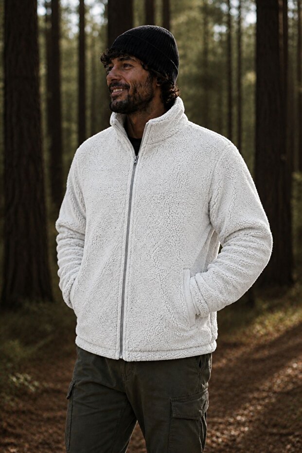 سترة رجالية من النوع Pro Thermal Inner Outer Sherpa للخريف والشتاء مزودة بسحاب كامل من القطيفة