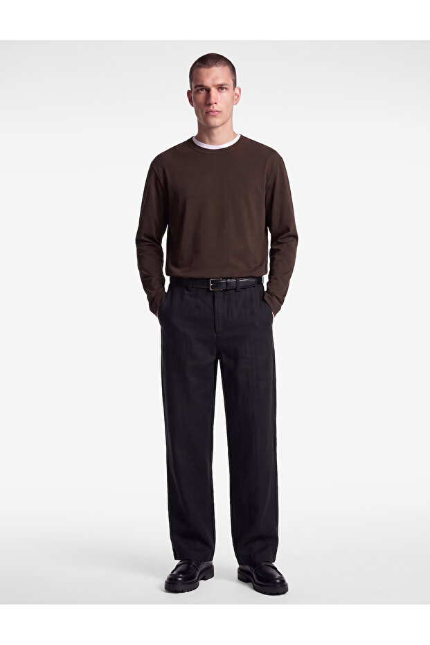 Cotton Long Sleeve Crew Neck Basic T-Shirt