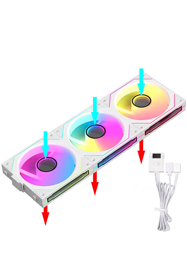 مروحة يحافظ على البرودة لاسلكية معيارية JUMPEAK MX120 مقاس 360 مم، تدعم تقنية A-RGB، كما هو موضح، لون أبيض أمامي.