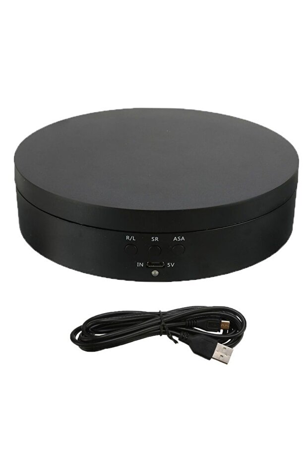 138MM black 360 Degree Electric Rotating Turntable, Rechargeable Low Noise Adjustable Smooth Rotatio