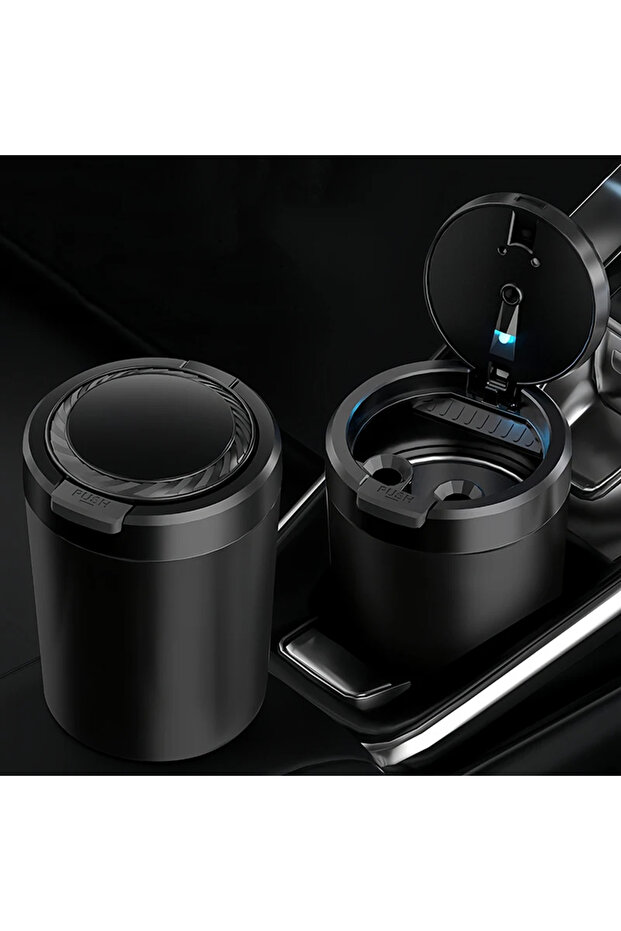 black Car Ashtray With LED Light Universal Alloy Ash Tray Car Retardant Cigarette Holder Ash Tray Au