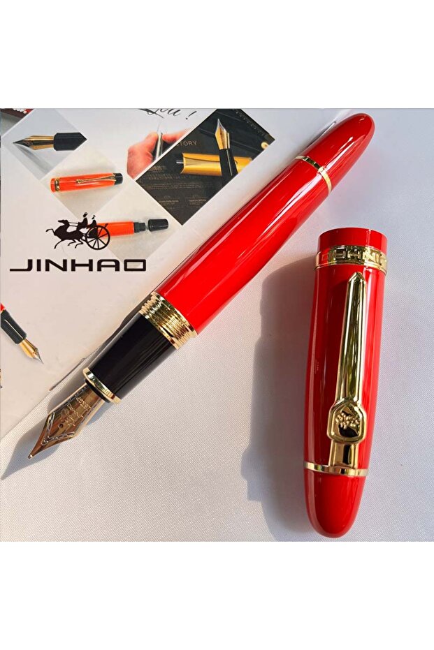 Red-gold 1 PCS JINHAO 159 Classic Design SIlver Trim Calligraphy Iridium Business Pen With Converter