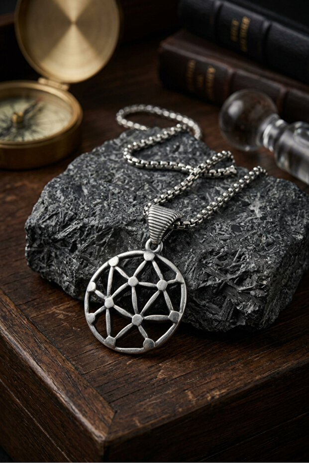 Geometric Pattern Handcrafted Stainless Steel Chain Men's Necklace