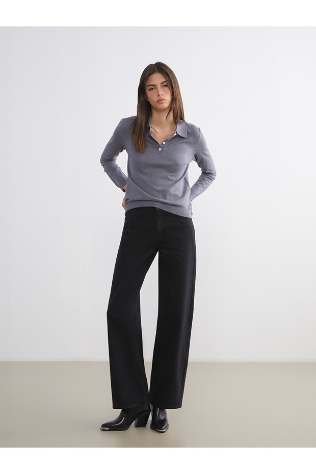 Lcw Jeans Black Wideleg Women's Jean Pants