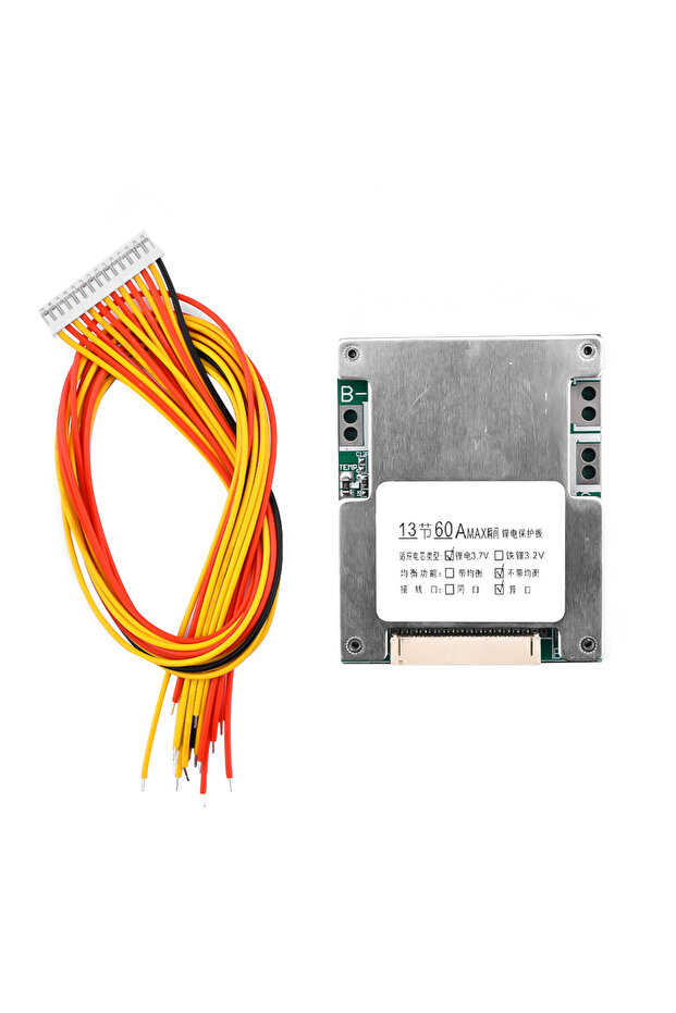 Silver 13S 60A Lithium Battery Charging Protection Board Overshoot Overdischarge Temperature Control
