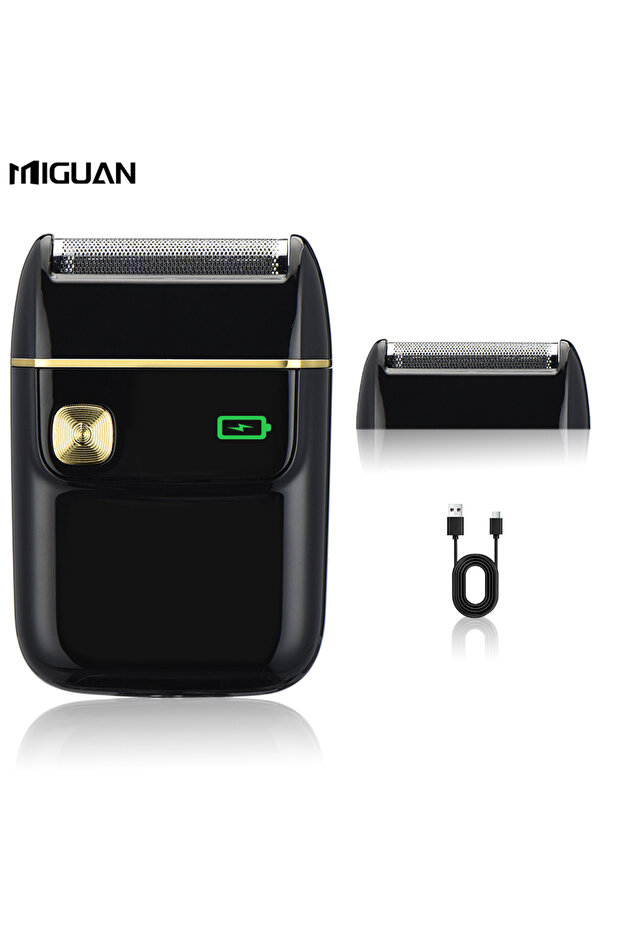 Black USB Rechargeable Electric Shaver - Reciprocating, Portable, Replaceable Foil, Black-Travel & H