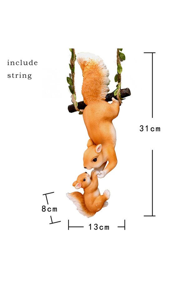 sonxumother Mother Child Squirrel Resin Hanging Swing Ornament, Outdoor Garden Statue, Yard Art, Tre