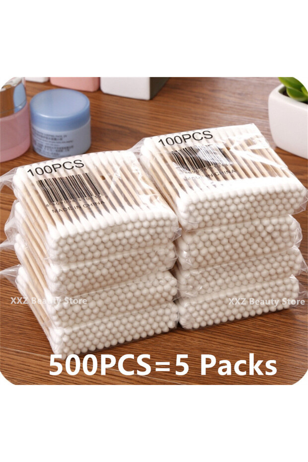 500pcs 100/500/1000/2000pcs Double Head Women Makeup Cotton Buds Tip Cotton Swab For Wood Sticks Nos
