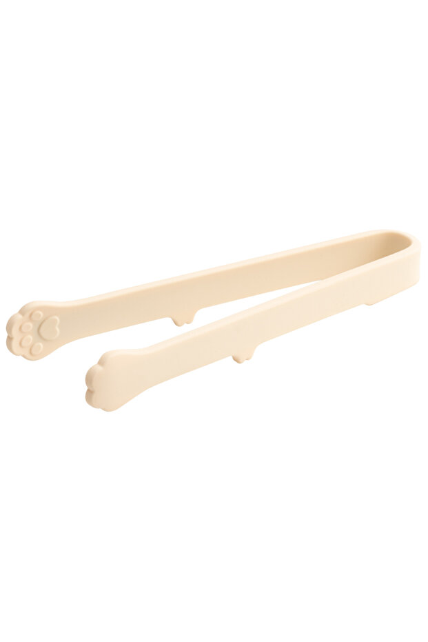 Beige 1Pc Creative Japanese Cat Paw Shape Silicone Mini Snack Food Tongs Non-slip Handles BBQ Bread