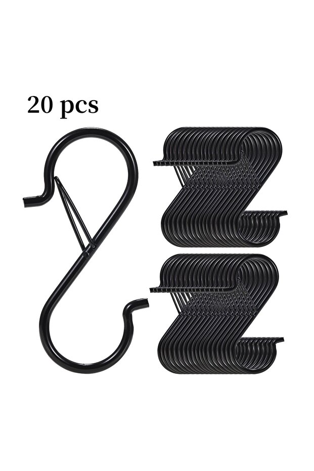 20pcs 5/10/20 PCS S Hooks with Safety Buckle, Heavy Duty Metal S Shaped Hooks for Hanging Plants, Ki