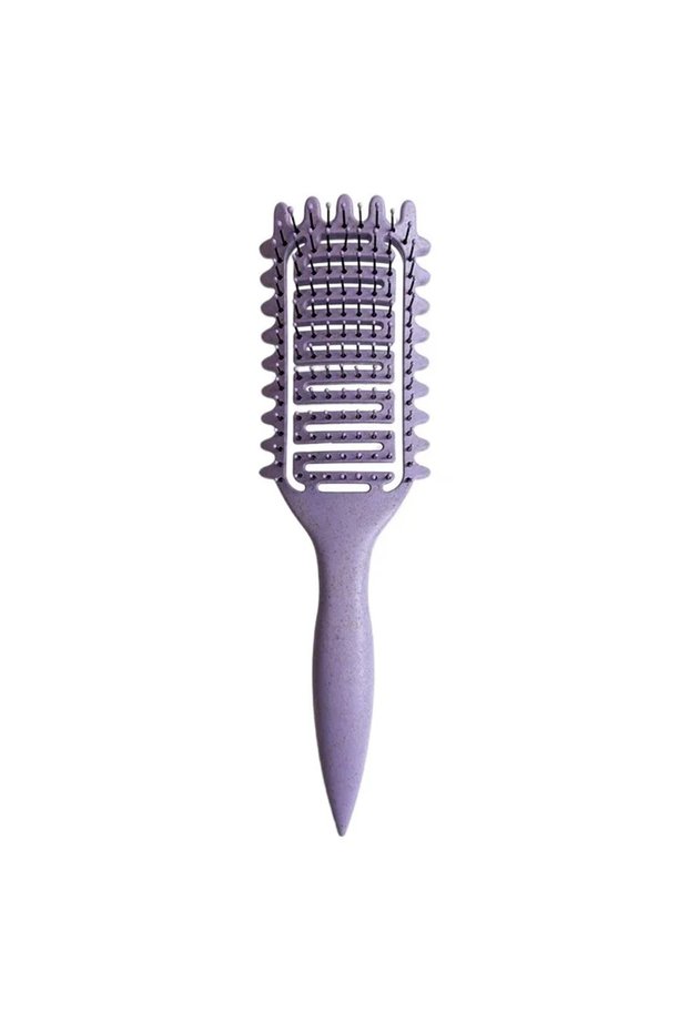 1Pc Purple Curl Define Styling Brush Hollow Out Detangling Hair Brush Tangled Wet Curly Hair Comb Sh