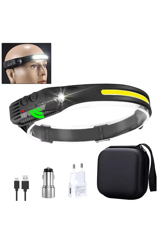 Set USB Rechargeable LED Sensor Headlamp COB Headlight Head Torch Work Light Waterproof Headlamp for