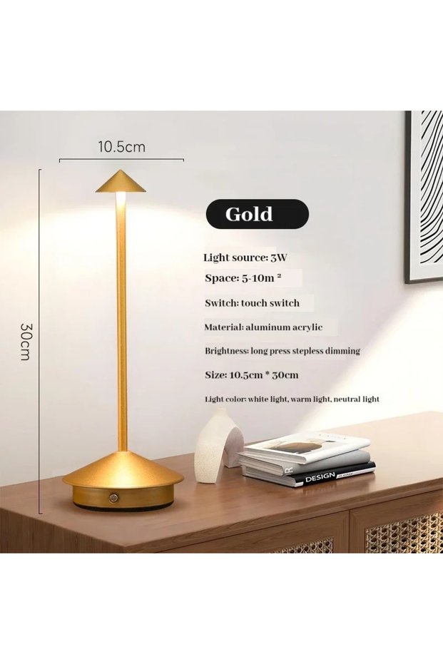 Golden GGbingo LED Table Lamp Rechargeable Touch Sensor Cordless Desk Lamp 3Colors Bedside Creative