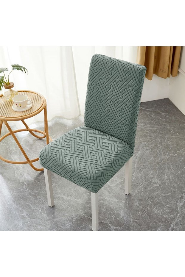 1PC Green Chair Cover 1/4pcs Jacquard Dining Chair Cover Stretch Anti-dirty Chair Covers Home Decor