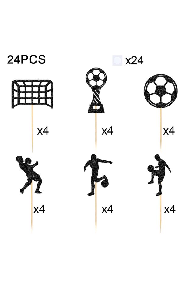 Black YOMDID 24Pcs Soccer Cake Decoration Bamboo Soccer Ball Cupcake Toppers Sport Cupcake Picks Foo