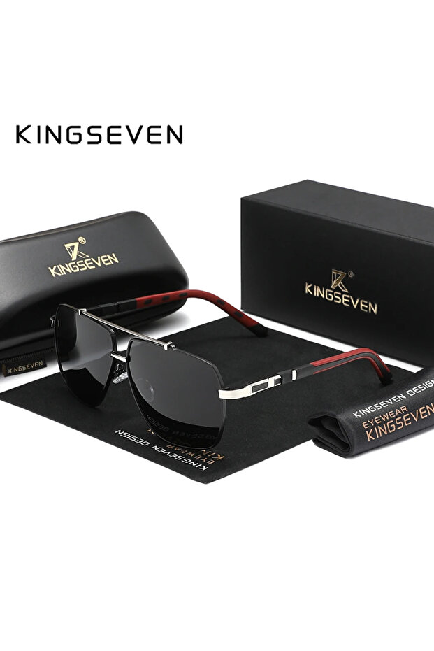 Silvery Gray KINGSEVEN New Luxury Sunglasses Men UV400 Square Large Frame Polarized Glasses Male Wom