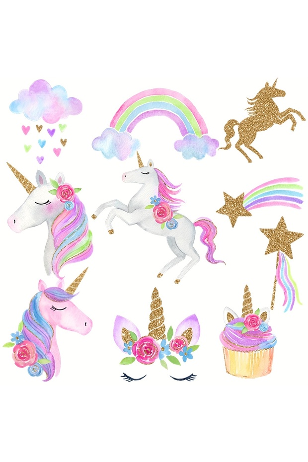 10pcs Magical Unicorn Swirl Decorations - Perfect For Birthday Parties, Weddings & More - Durable Pl