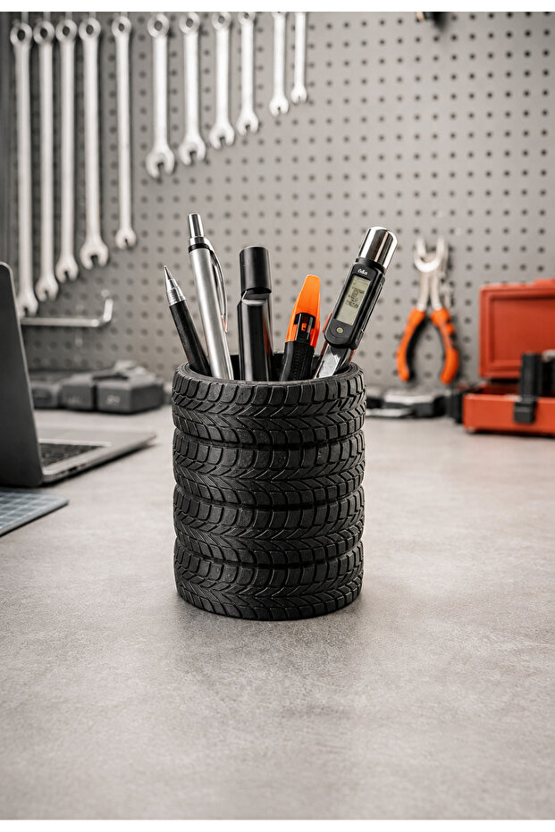 Auto Tire Design Decorative Pen Holder - Men's Office Gift Desktop Organizer