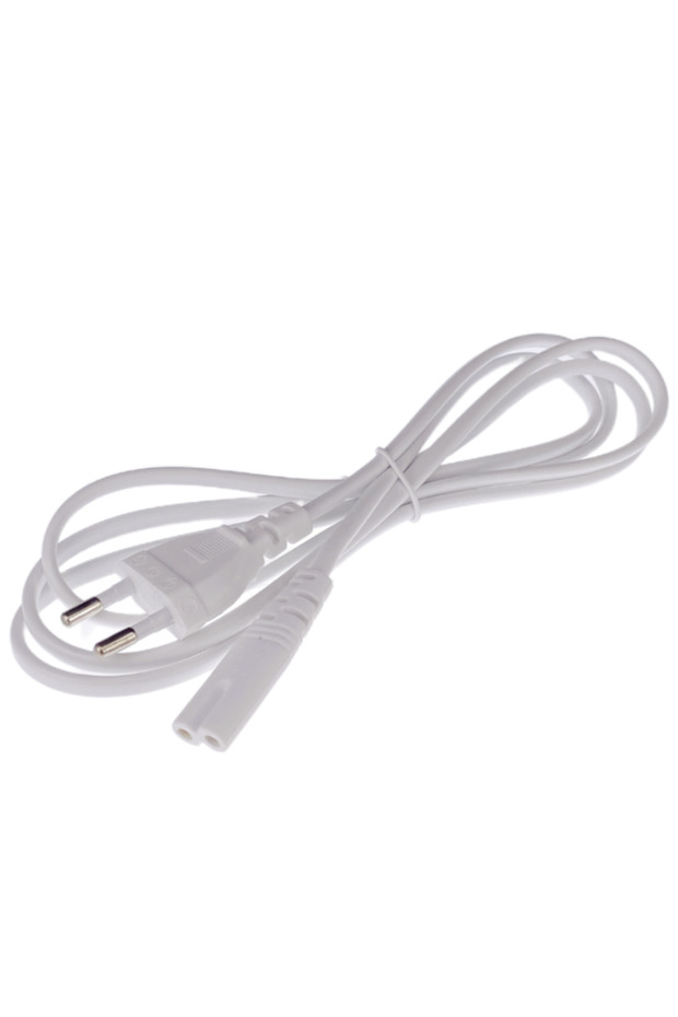 WHITE White 2p Prong EU Plug Cord Extension Cable Lamp Power Supply European Figure 8 Power Cord For