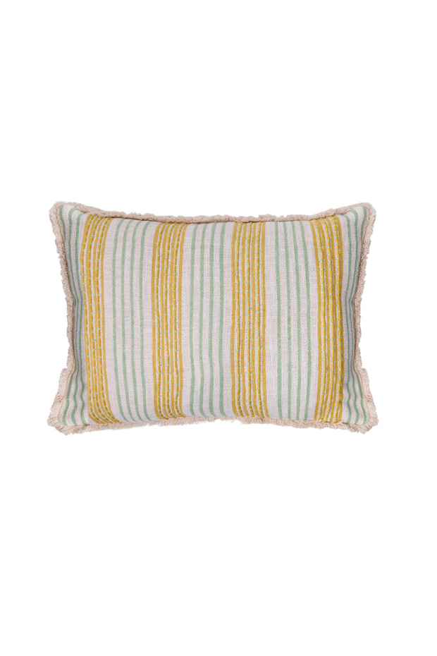 وسادة مستطيلة من القماش القطني المزخرف بخطوط (50x35 سم)