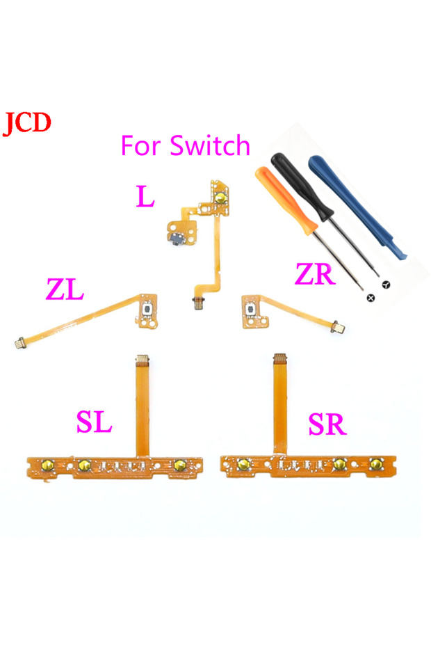 مجموعة من 8 قطع JCD، تتضمن مجموعة واحدة من أزرار التحكم L/R SL SR وكابل مرن بديل لأجهزة Switch JoyCon NS L/R Game