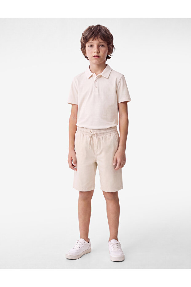 Cotton Relaxed Fit Cargo Shorts with Pocket Detail