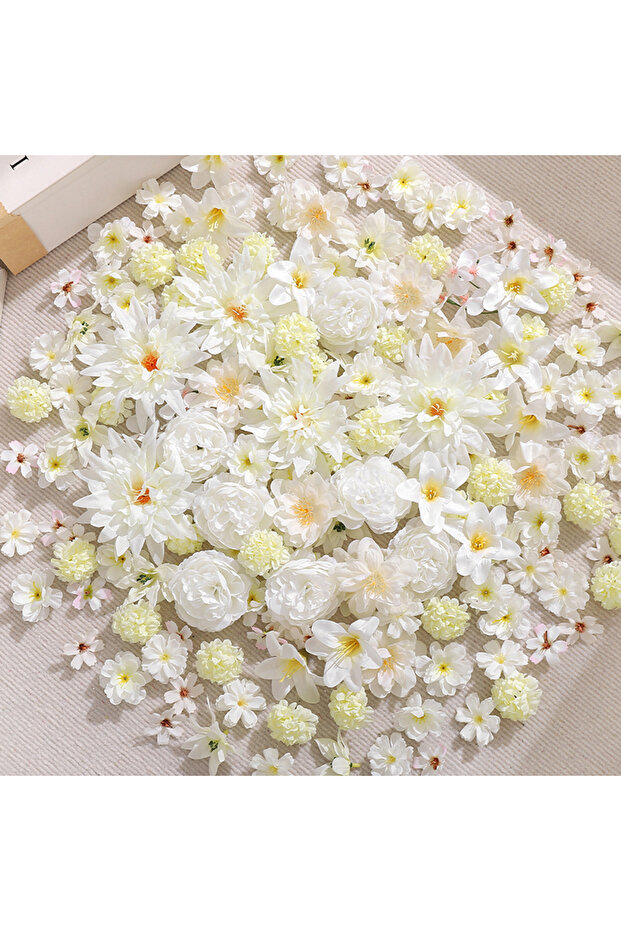 50Pcs White 20/50Pcs Mix White Artificial Flowers Head for Home Room Decor Craft Wreath Bride Weddin