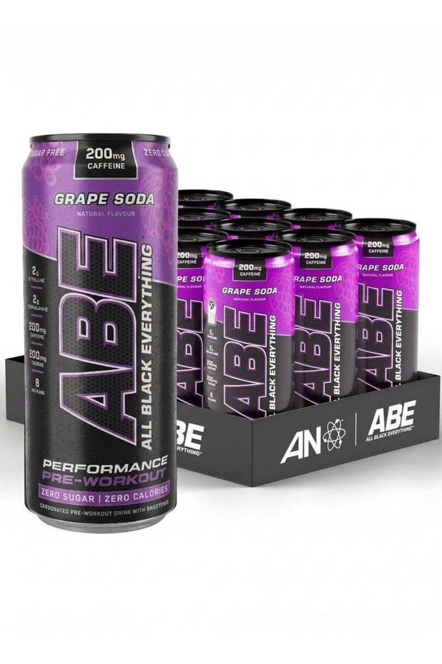 ABE Pre Workout Athletic Drink Food Supplement, American grape, Box of 12 Pieces