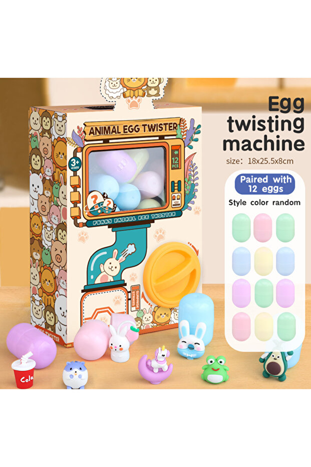 yellow animal(12egg) Claw Machine for Kids Child Fun Egg Twisting Machine Toys Capsule Surprise Gift