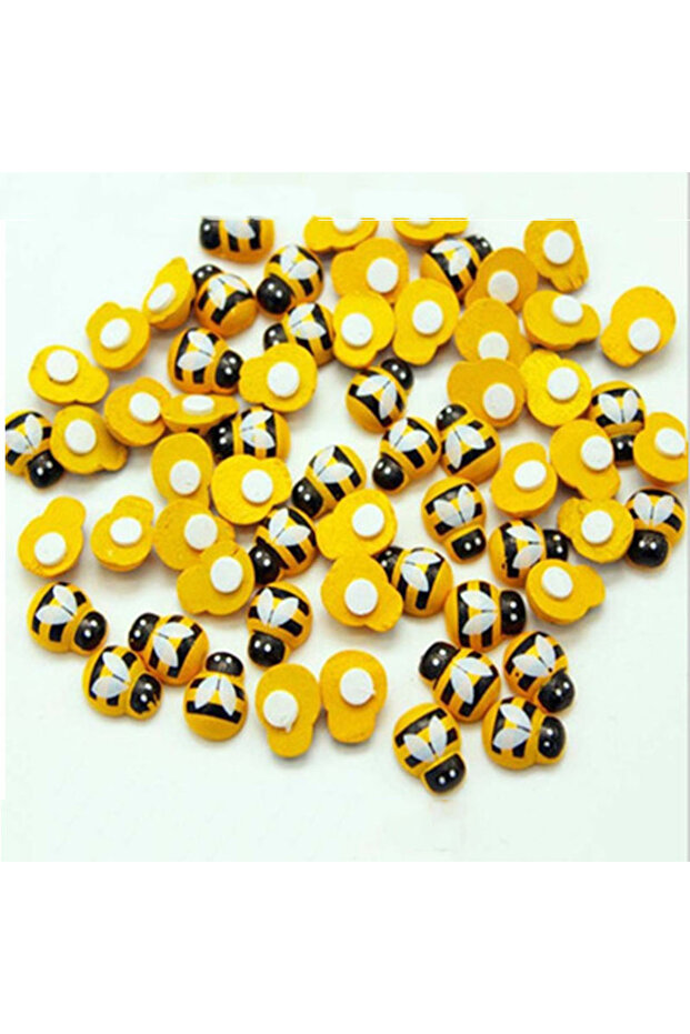 50PCS 50/100pcs Bee Wooden Mini DIY Scrapbooking Easter Decoration Home Wall Decor Birthday Party De