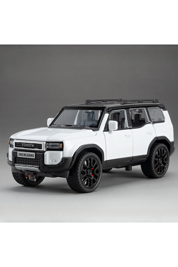 White 1:32 Prado SUV Car Model Toys Alloy Die-casting Pull Back 6 Doors Opened Sound Light Off-road