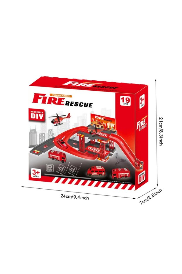 box packing Kid Rail Parking Lot Toys Dinosaur Car Parking Building Model Simulation Fire Police Eng