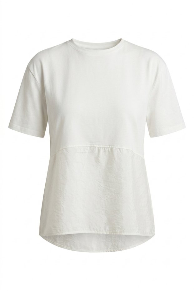 Ecru Oversized T-Shirt with Stitching Detail