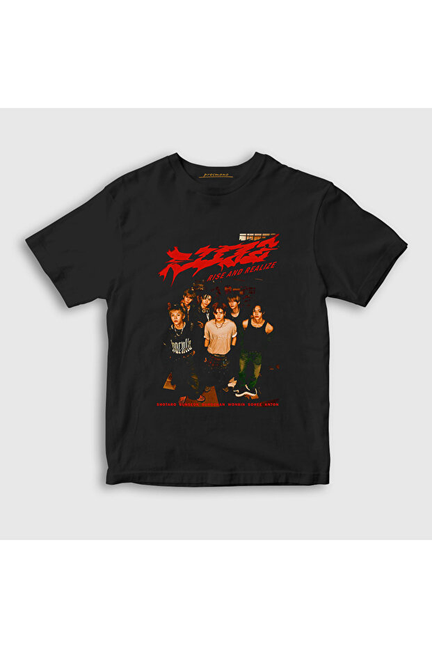 Unisex Kids Black Rise and Realize K Pop Riize T-Shirt 604132Tt