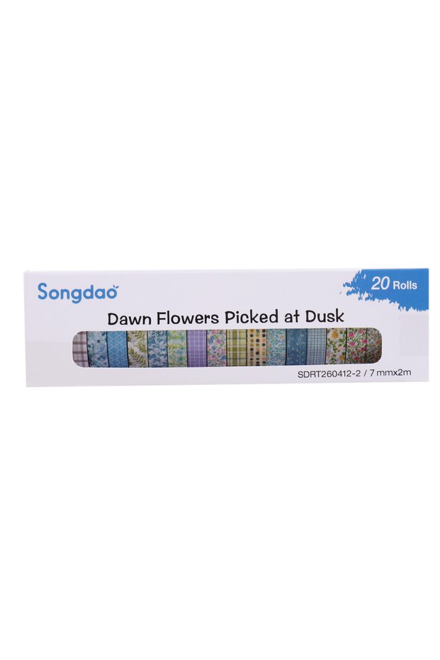 260412-2 20 Rolls Floral Washi Tape Set, Retro Vintage Flower & Plaid Decorative Strips for Journal