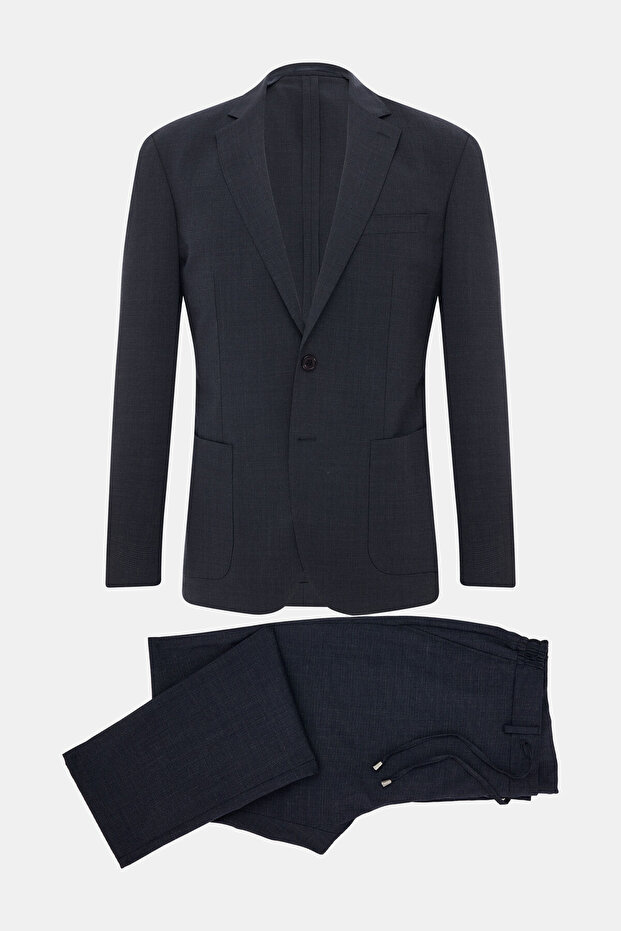 Dark Blue Buttoned Suit