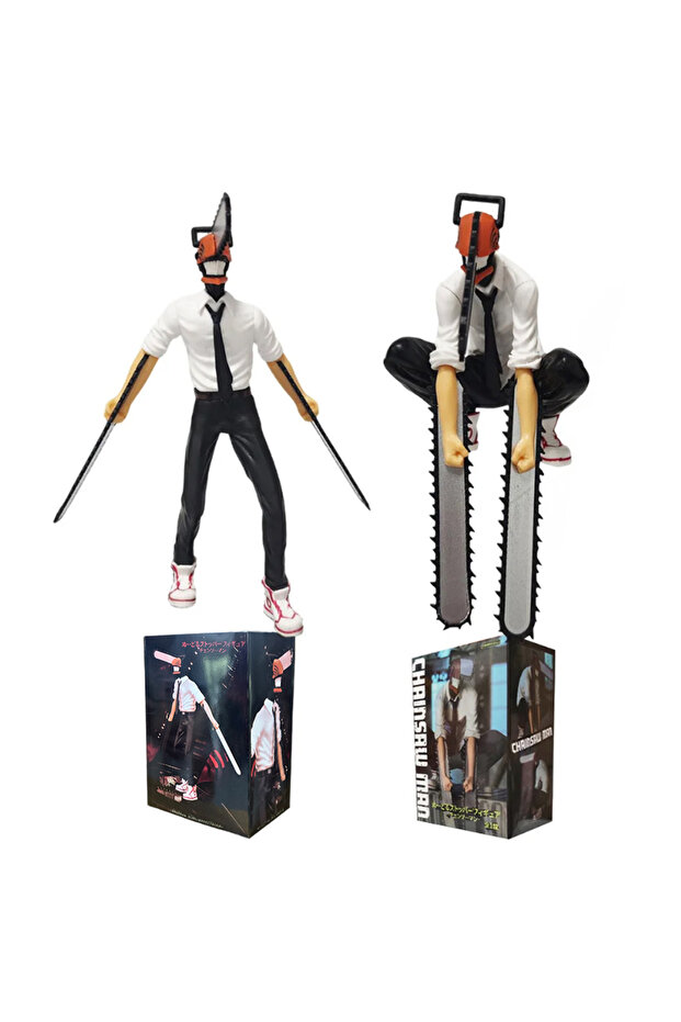 Bandai 2PCS-with box Anime Chainsaw Man Figure 2pcs Set Denji Action Figural 14-17cm Car Decoration