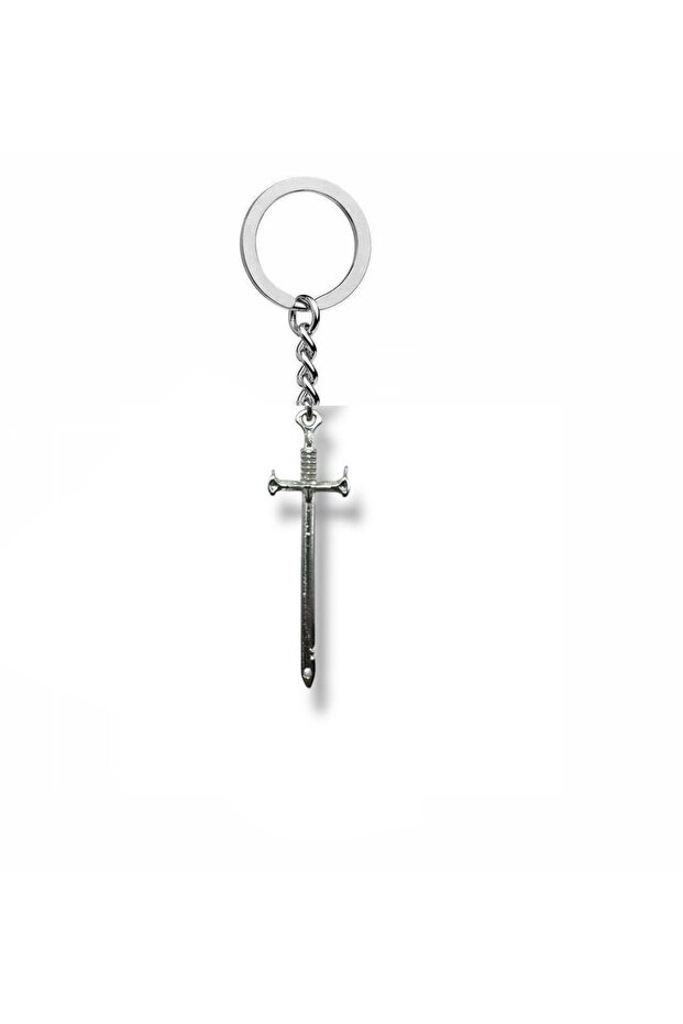 Cross Figured Sword Keychain – Gothic and Historical Style Zamak Metal Unisex Accessory