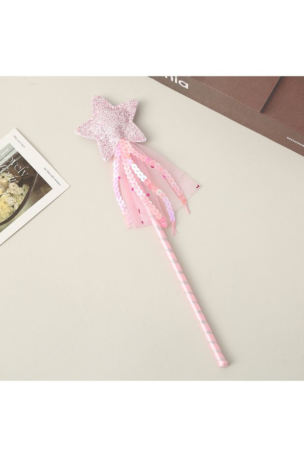 Pink 1pc Hot Sale Cute Dreamlike Five Pointed Star Fairy Wand Kids Stick Girl Birthday Gift Party Ha