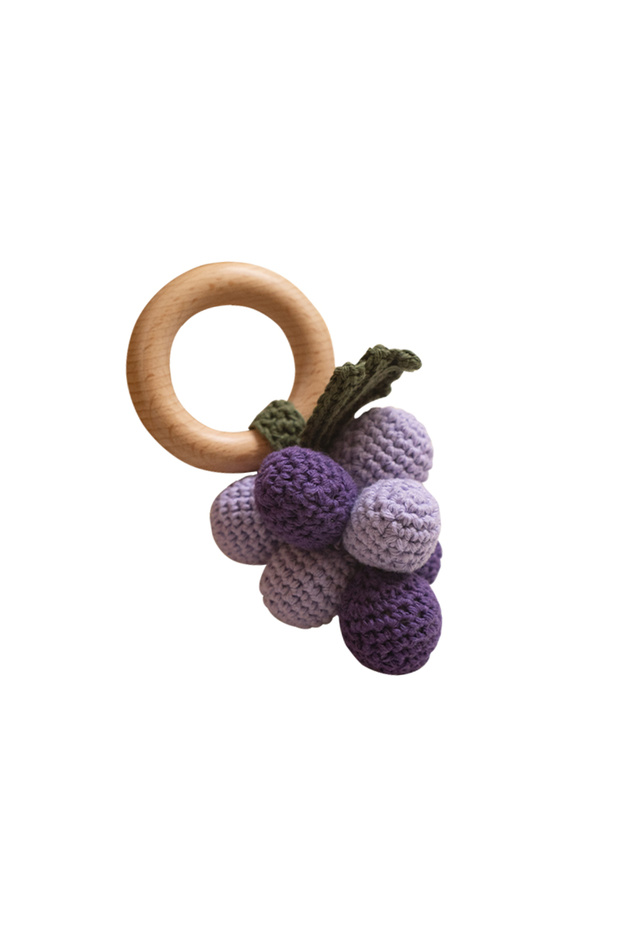 Grape 1PC Baby Fruit Crochet Rattle Toys Wooden Bracelet Lemon Cherry Design Rattles Music Toy for T