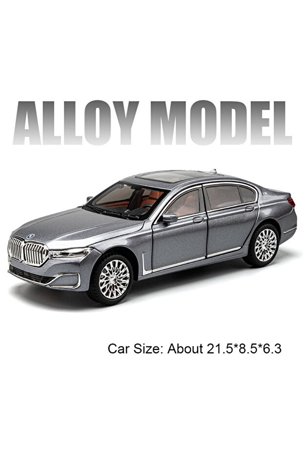 THE 7 Grey 1:24 THE 7 760Li Model I5 M60 Alloy Diecast Car Toys 6 Doors Opened Sound Light Pull Back