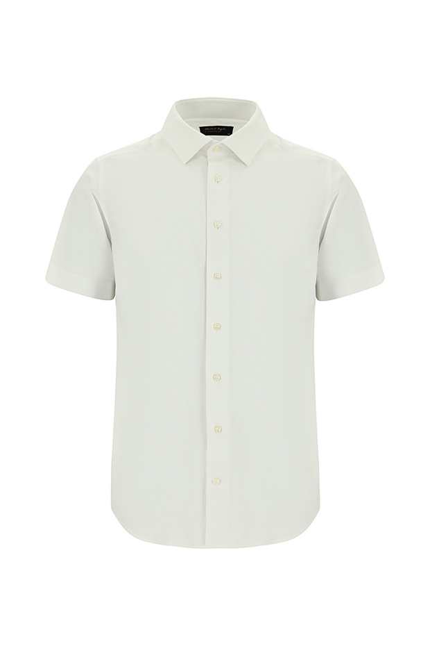 Short Sleeve Slim Fit Patterned Cotton Shirt