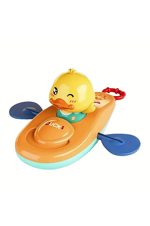 Blue paddle Little Yellow Duck Bath Toy Automatic Rowing Kayak, BPA-Free Pool Toy for Toddlers, Bab